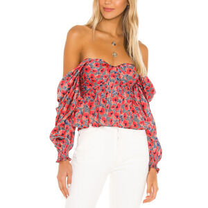House of Harlow 1960 Red Floral Blouse